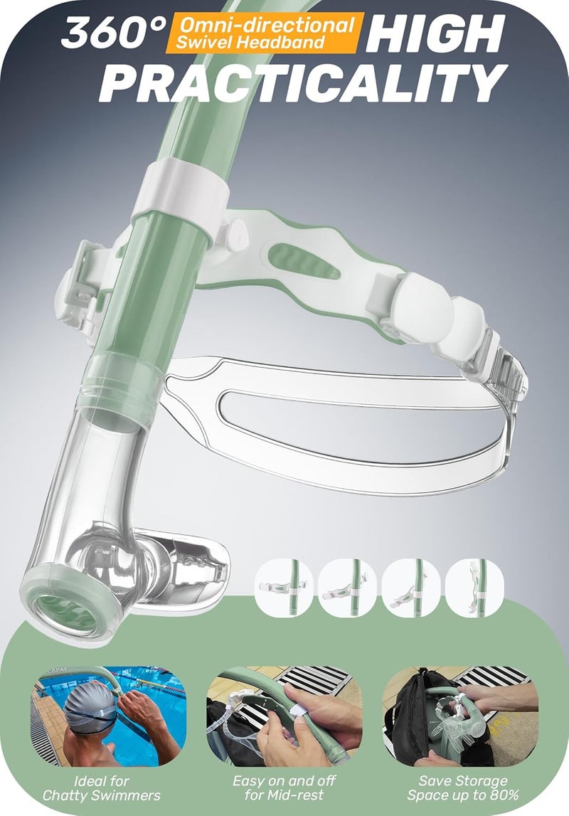 Capas Training Swim Snorkel for Lap Swimming, Swivel Headband Ultimate Fit Center-Mount Swimmers Snorkel with Liquid Silicone Mouthpiece Adjustable Strap, Designed for Adult Men Women - Image 5